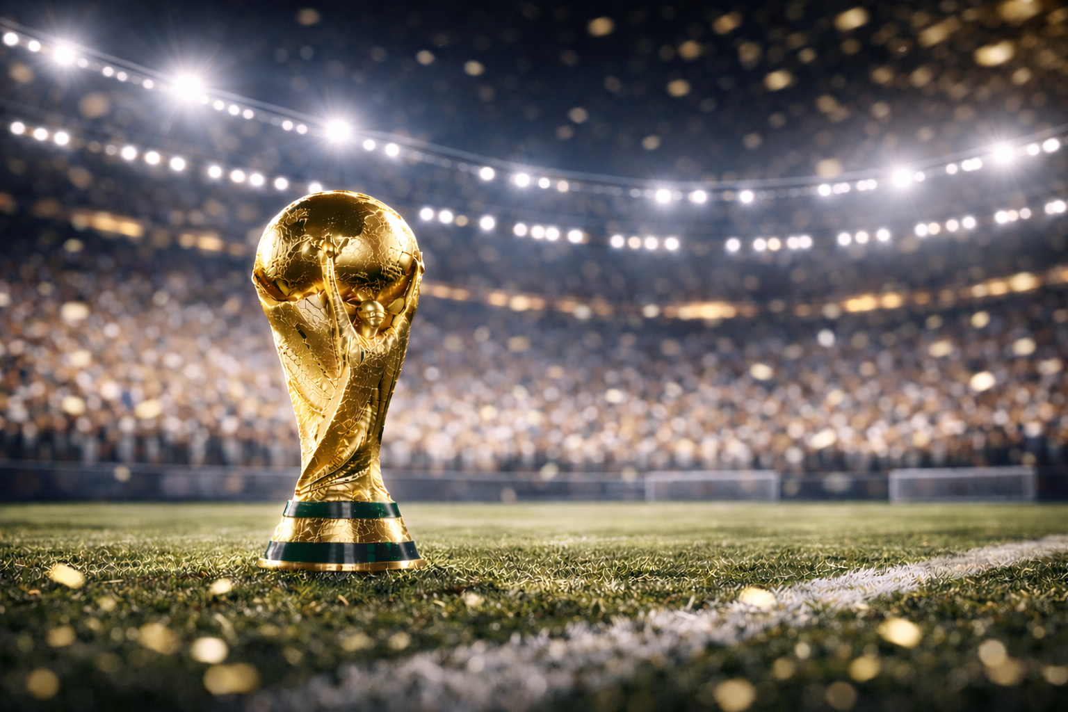 Stadium crowd under lights